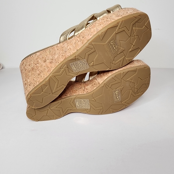 Jimmy Choo Maribou 110 Slip on Platform Wedge Slide Sandals In Gold Size 36.5 - Picture 5 of 7